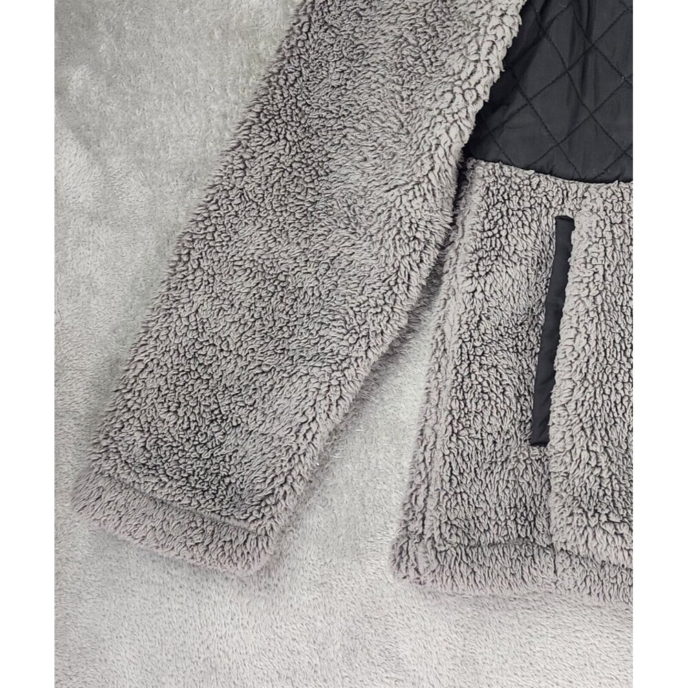 Steve Madden Sherpa Jacket Womens Medium Gray Black Quilted Snap On Outdoor - Picture 10 of 12